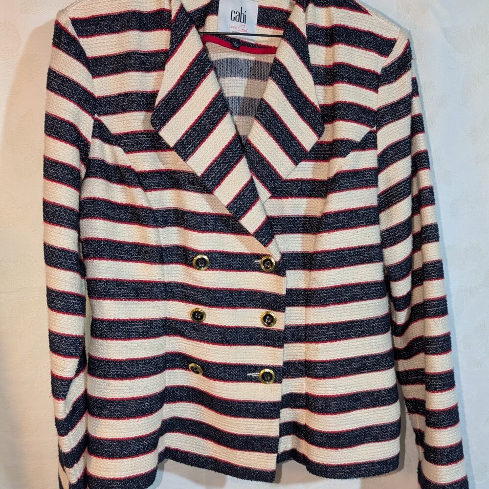 CAbi #5094 Knit Stripe Cruise Jacket Blazer Nautical Women's 6